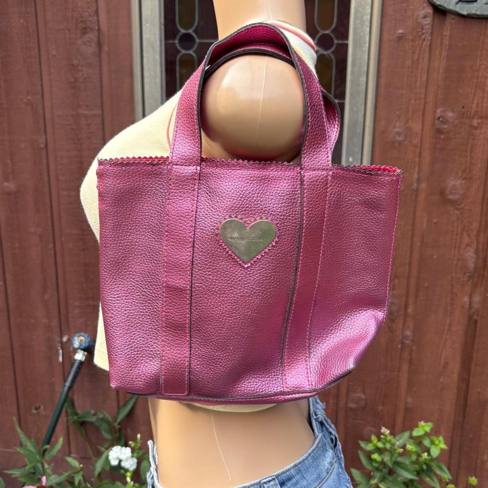 y2k 2000s Victoria's Secret metallic pink heart tote bag